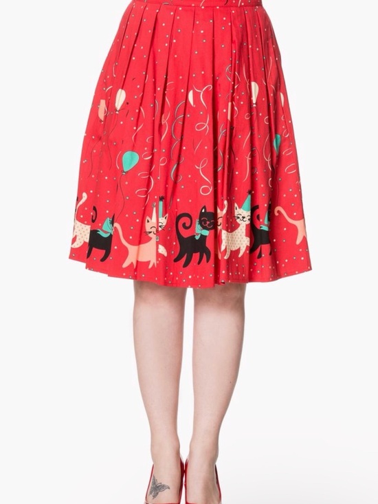 Banned Apparel Dresses & Skirts - Banned Apparel Dancing Days Red Party Cat Swing Skirt S